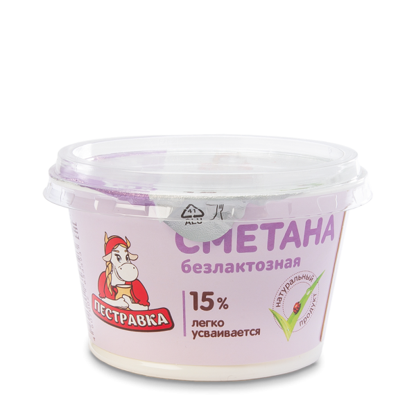 Сметана безлактозная 15% 170 г.