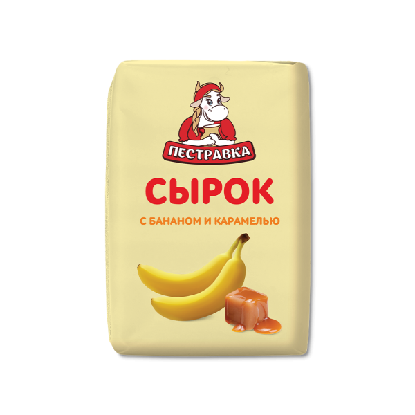 Сырок творожный с бананом и карамелью