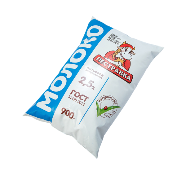 Молоко пастеризованное 2,5% 900 гр.