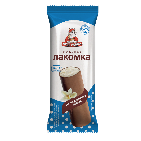 Мороженое пломбир со вкусом ванили во взбитой глазури с какао «Любимая лакомка»