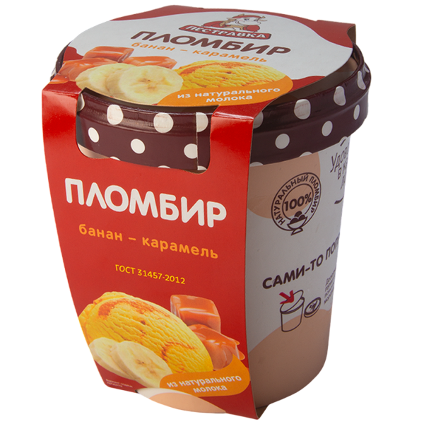 Мороженое пломбир банановый с карамелью