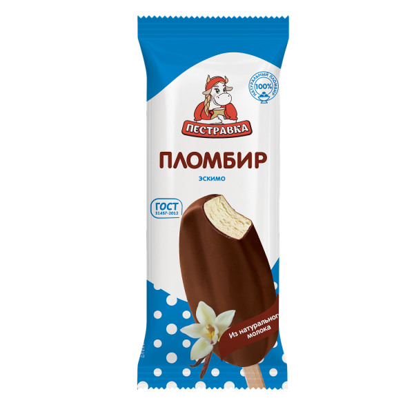 Мороженое эскимо пломбир со вкусом ванили в глазури