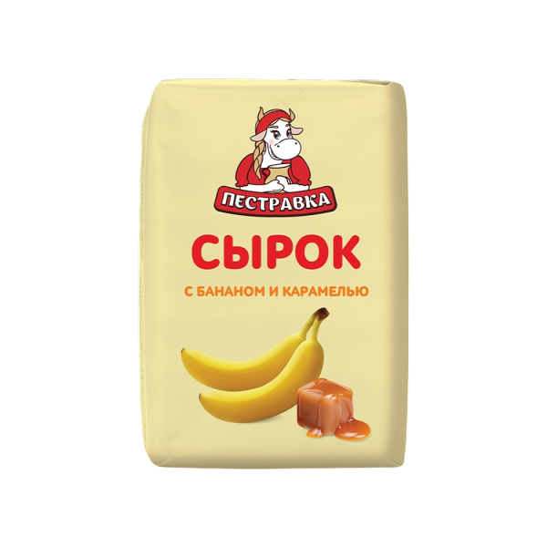 Сырок творожный с бананом и карамелью