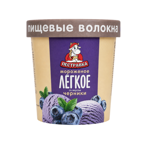 Мороженое молочное без сахарозы со вкусом черники, обогащенное белком и пищевыми волокнами "Лёгкое"